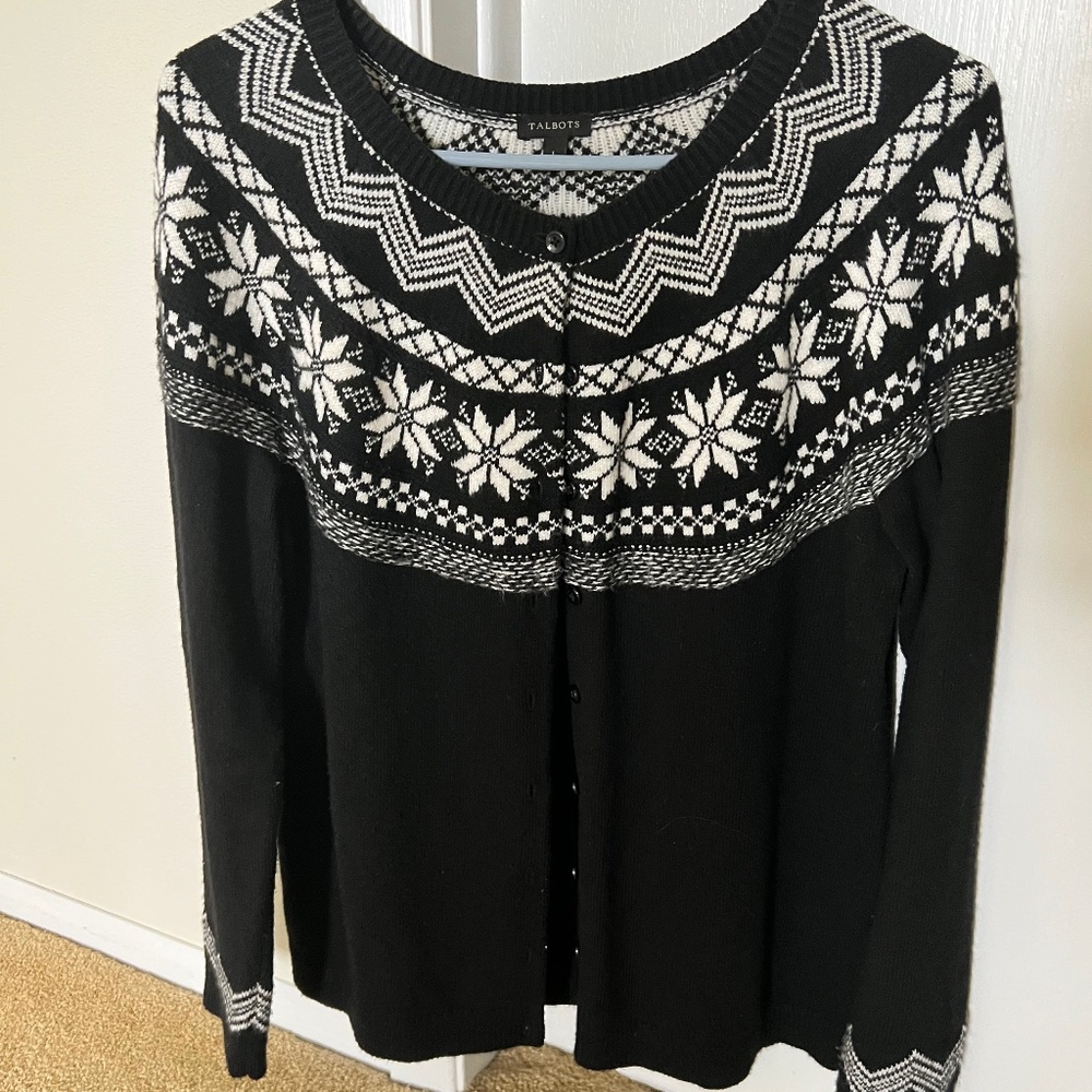 COPY - Black and White Wool Cardigan Sweater